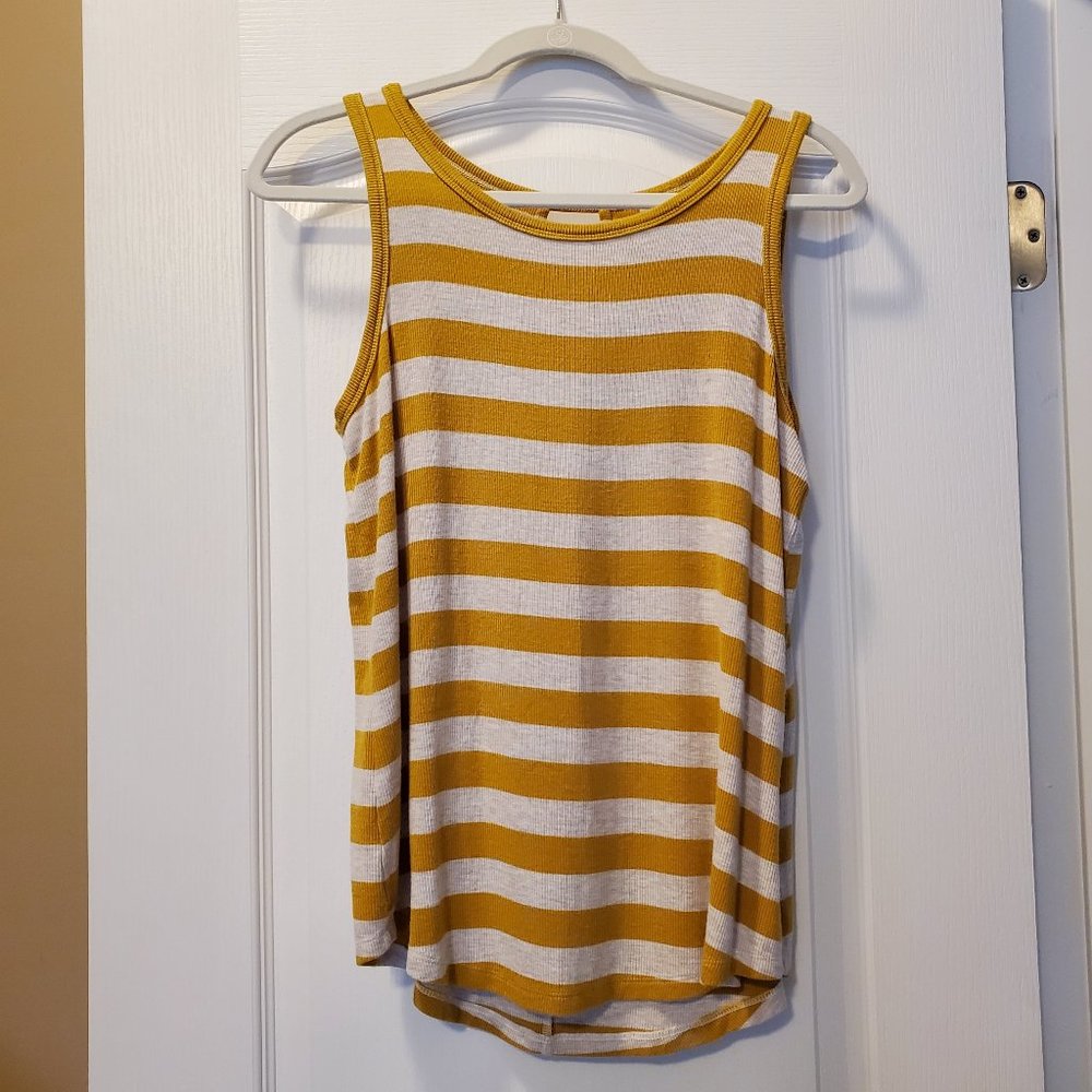 CAbi Dijon Striped Liner Tank Top Shirt Style 4010 Mustard Small